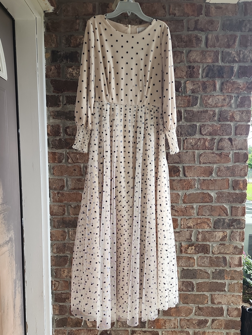 Dainty Jewells Cream Maxi Dress with Black Polka Dots
